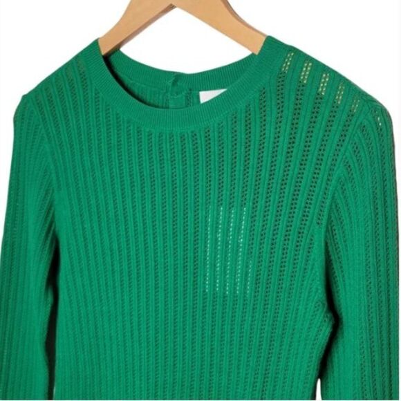 🎄1901 Button Back Pointelle Sweater - Picture 1 of 6